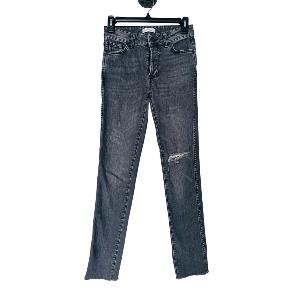 Anine Bing Grey Distressed Denim Logo Jeans Womens Sz 25 Classic Capsule